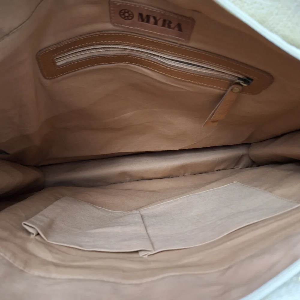 MYRA Chevron Patterned Tote Bag with Leather Straps